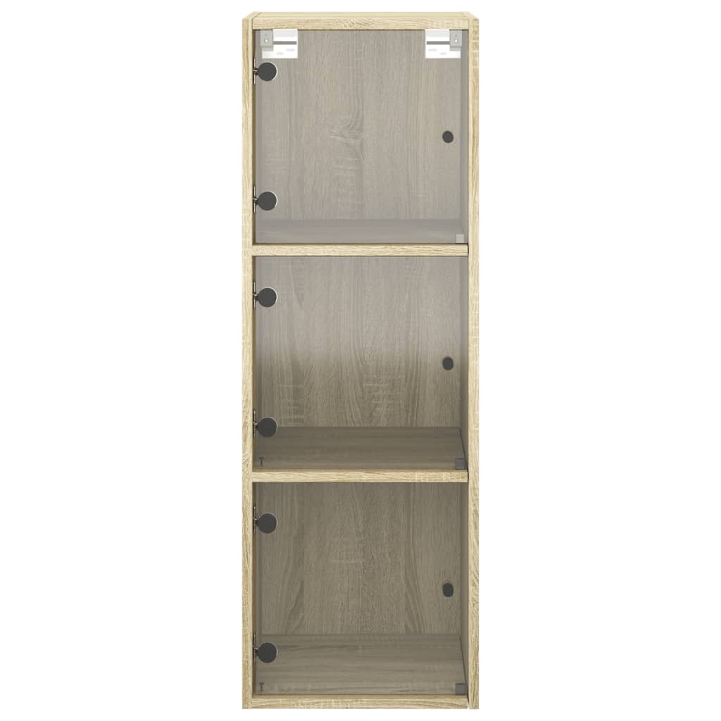 Wall Cabinet with Glass Doors Sonoma Oak 35x37x100 cm