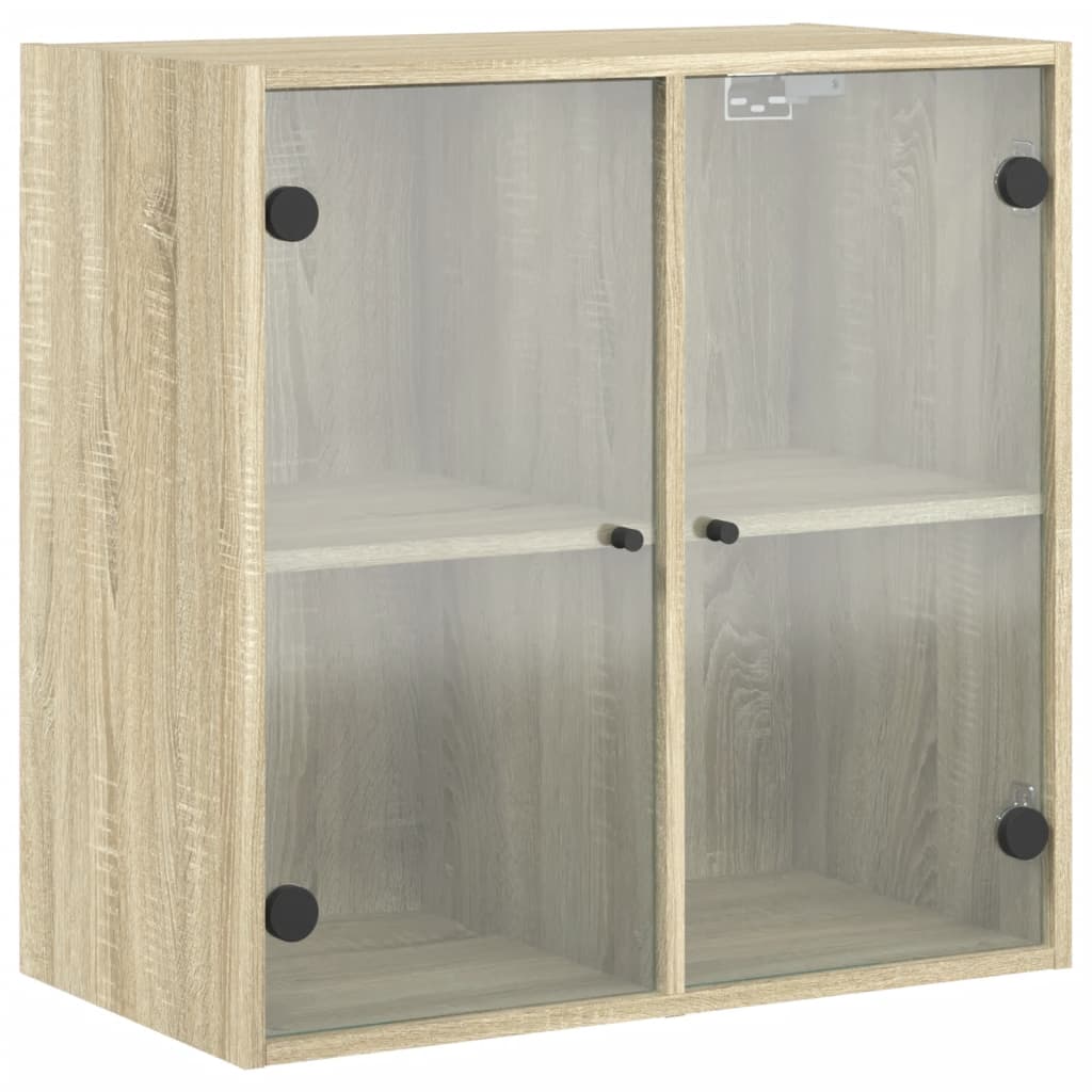 Wall Cabinet with Glass Doors Sonoma Oak 68x37x68.5 cm