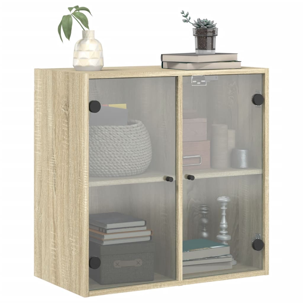 Wall Cabinet with Glass Doors Sonoma Oak 68x37x68.5 cm