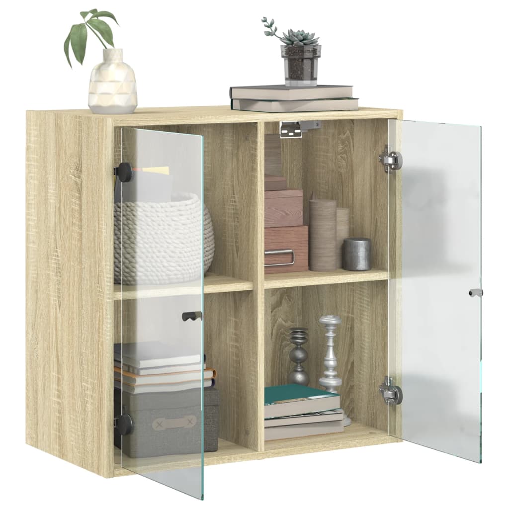 Wall Cabinet with Glass Doors Sonoma Oak 68x37x68.5 cm