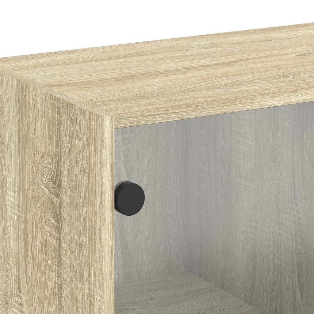 Wall Cabinet with Glass Doors Sonoma Oak 68x37x68.5 cm