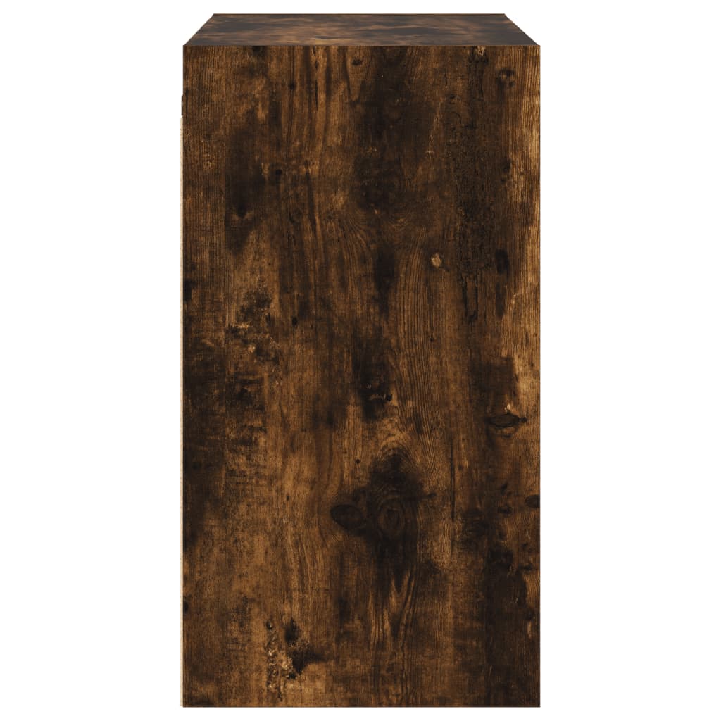 Wall Cabinet with Glass Doors Smoked Oak 68x37x68.5 cm