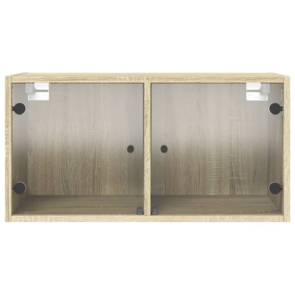 Wall Cabinet with Glass Doors Sonoma Oak 68.5x37x35 cm