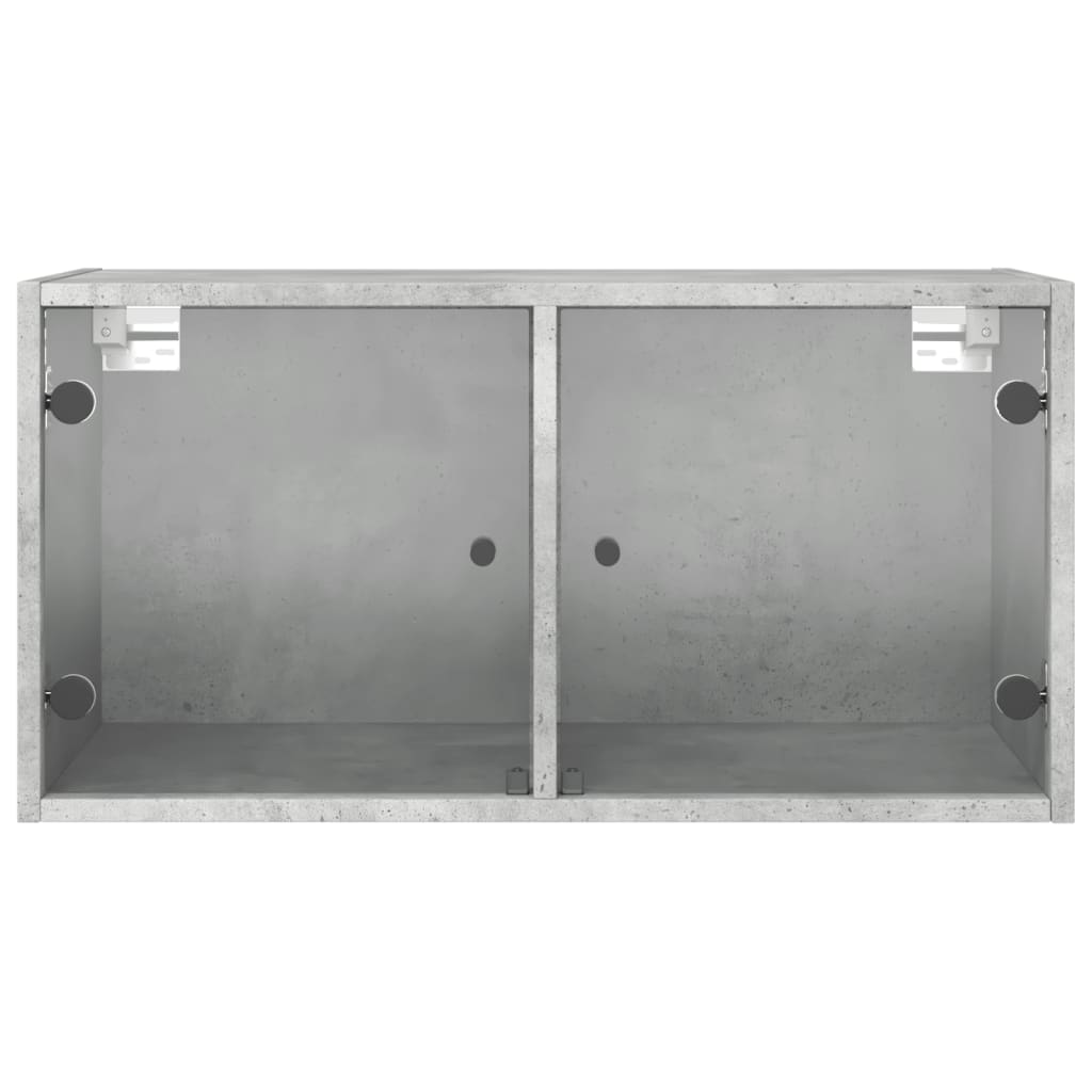 Wall Cabinets with Glass Doors 2 pcs Concrete Grey 68.5x37x35 cm