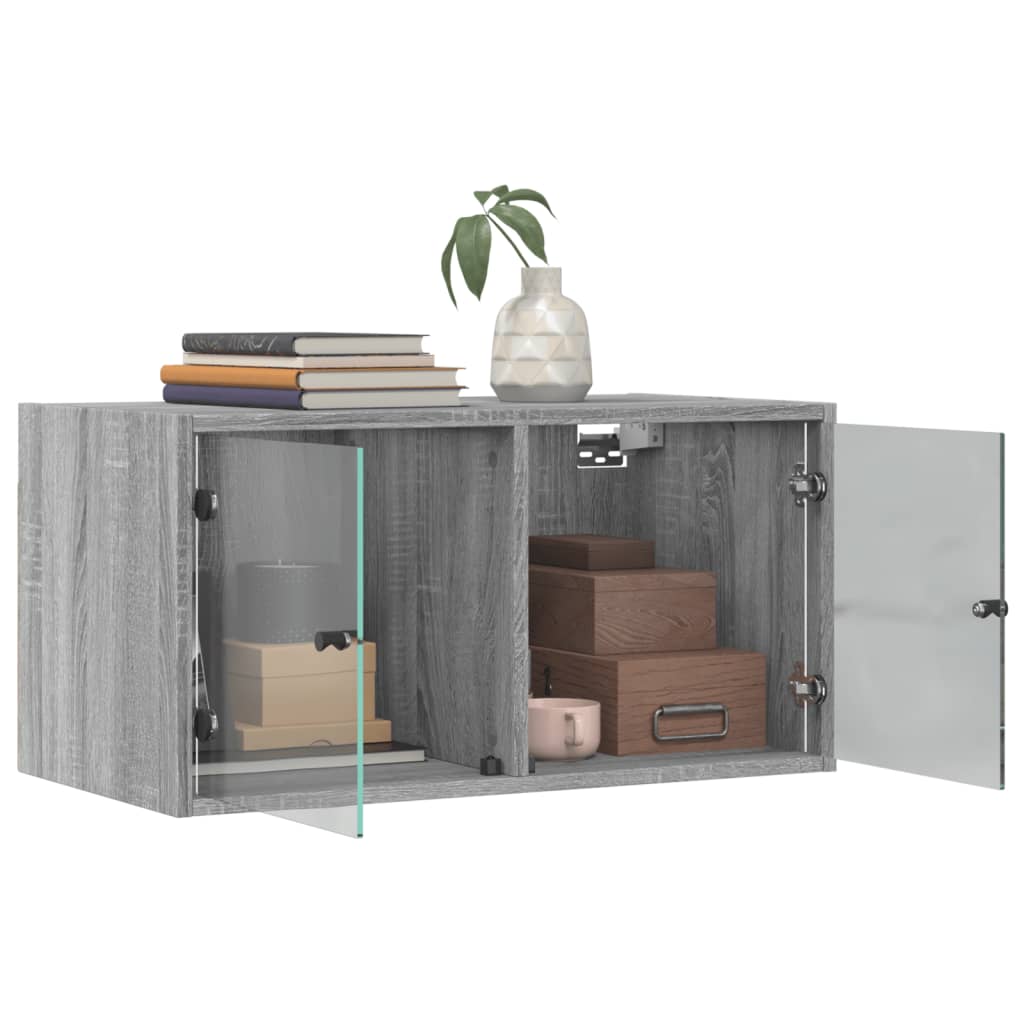 Wall Cabinets with Glass Doors 2 pcs Grey Sonoma 68.5x37x35 cm
