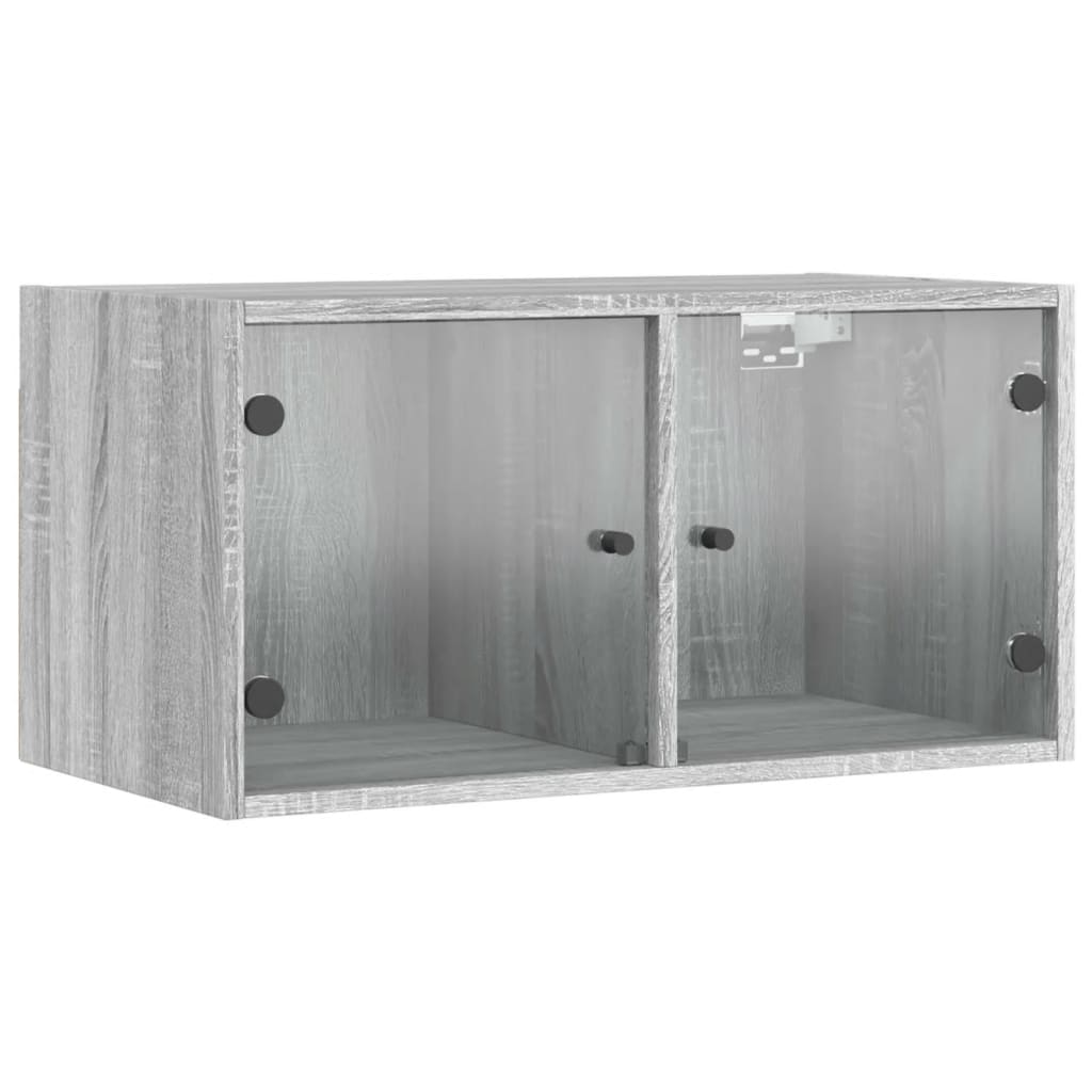 Wall Cabinets with Glass Doors 2 pcs Grey Sonoma 68.5x37x35 cm