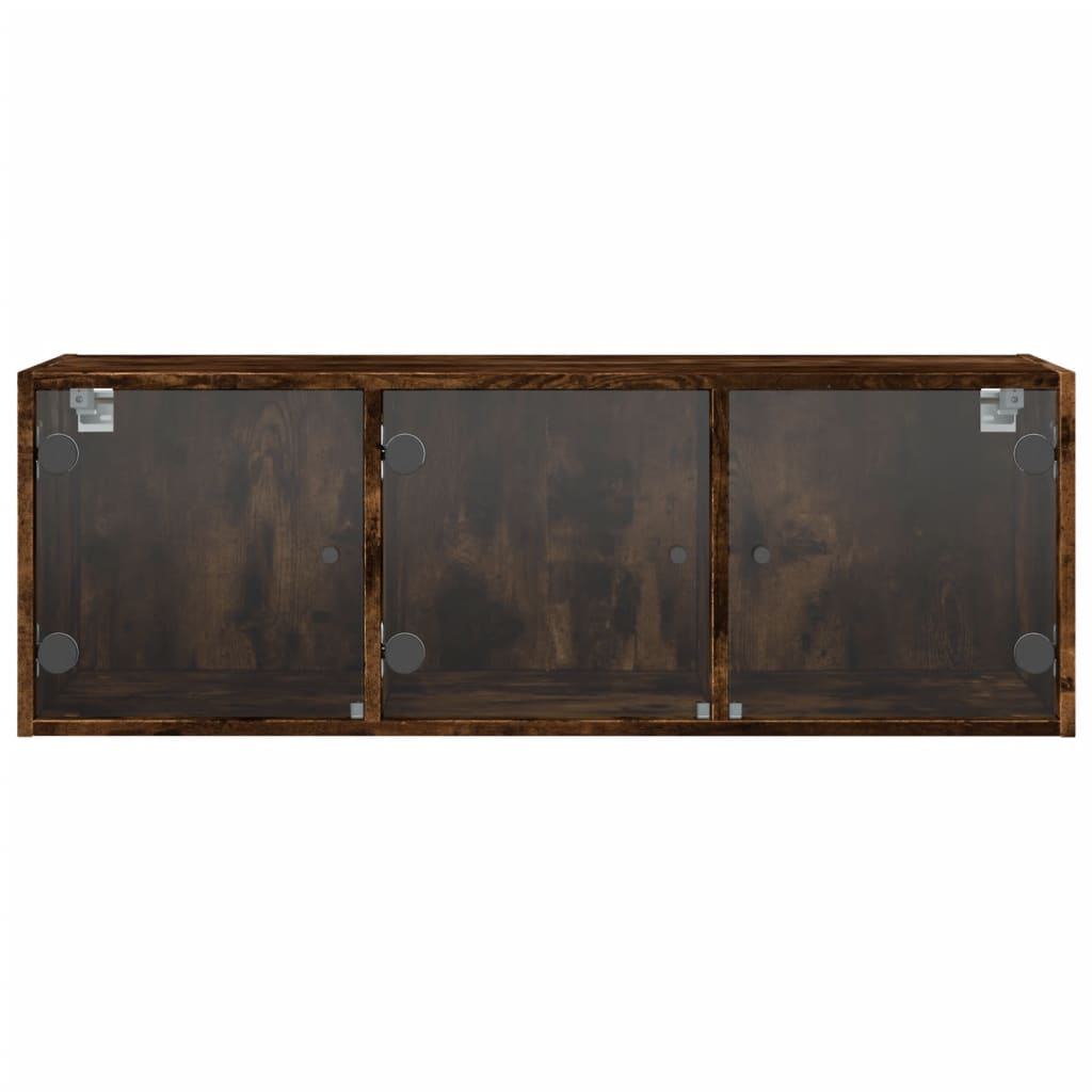 Wall Cabinet with Glass Doors Smoked Oak 102x37x35 cm