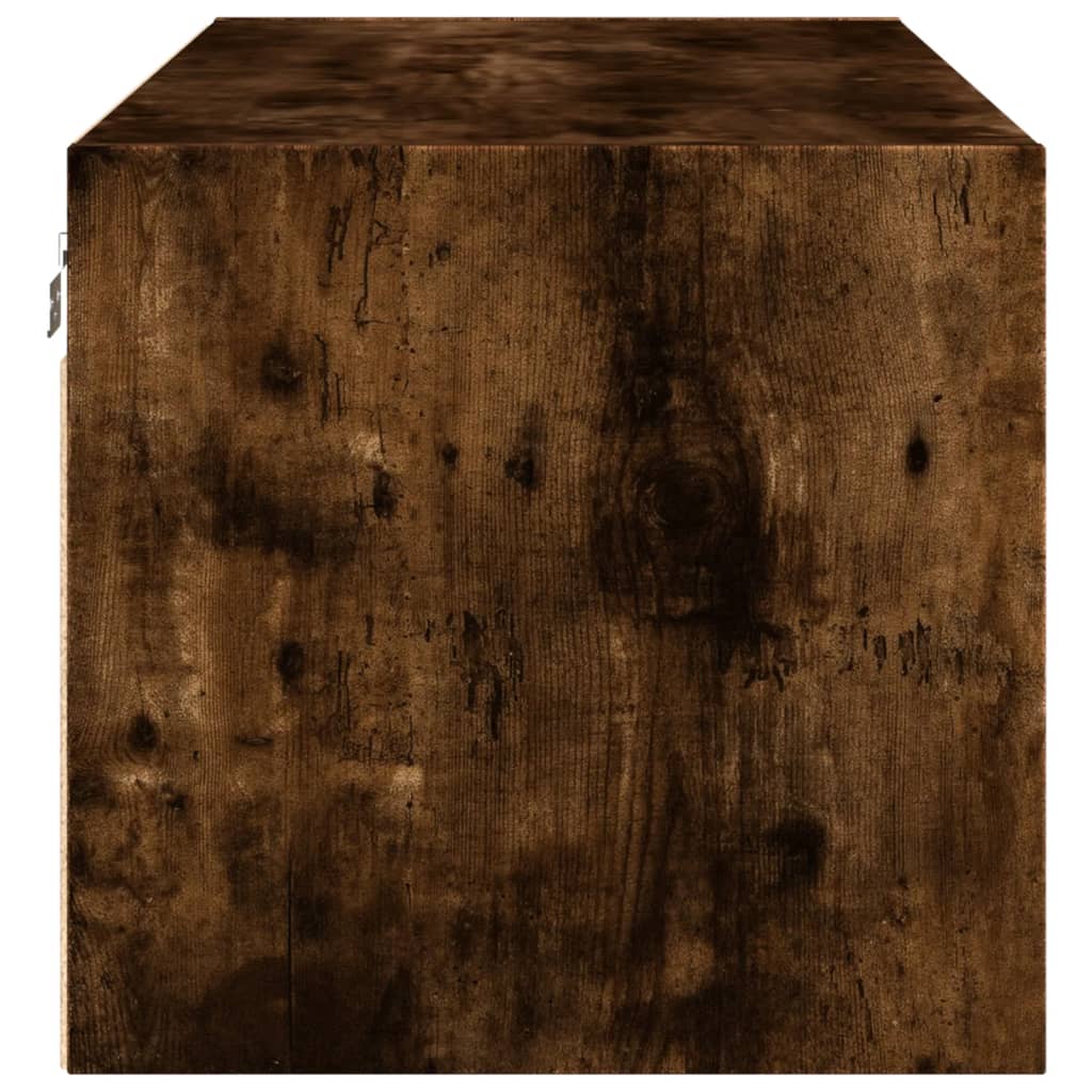 Wall Cabinet with Glass Doors Smoked Oak 102x37x35 cm