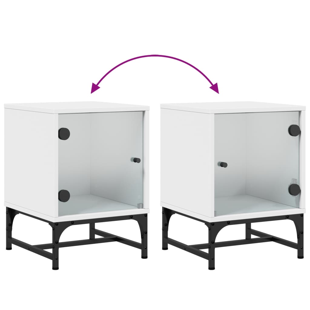 Bedside Cabinet with Glass Door White 35x37x50 cm