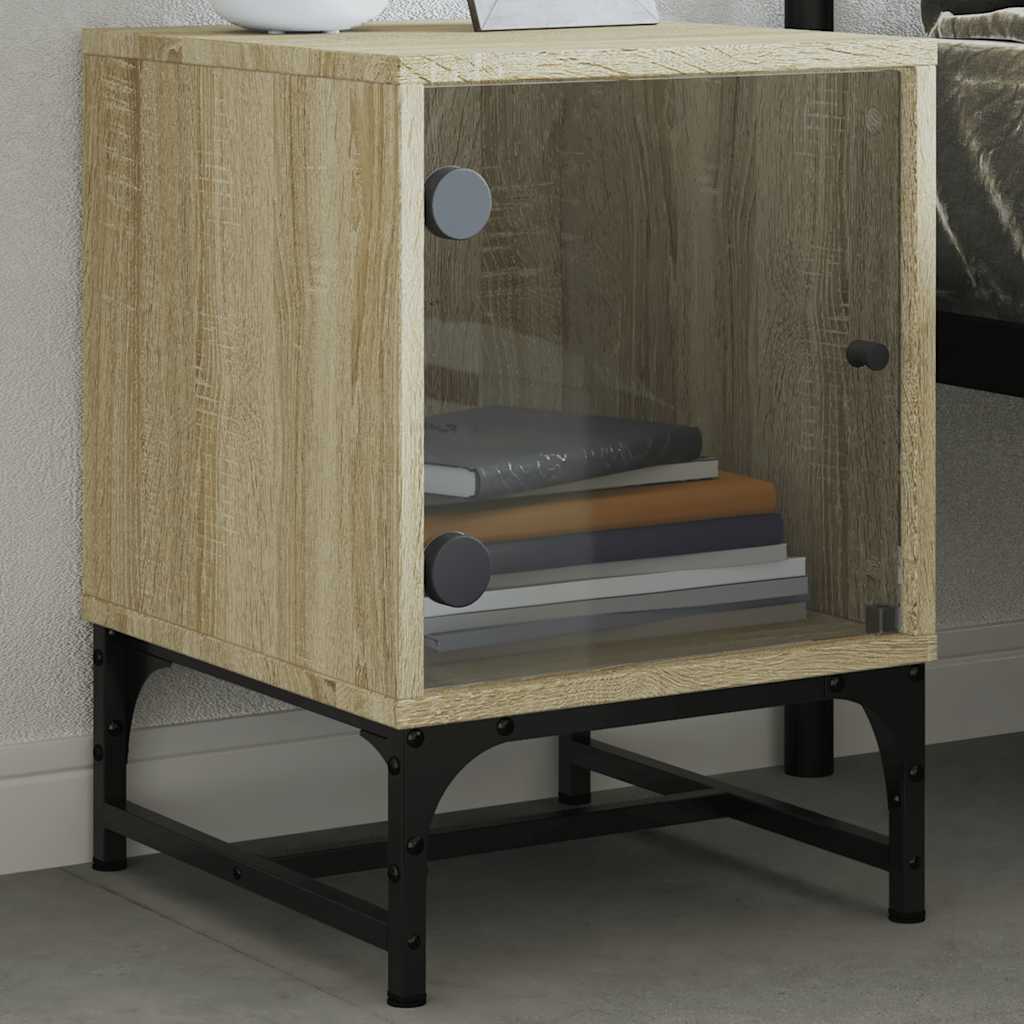 Bedside Cabinets with Glass Doors 2 pcs Sonoma Oak 35x37x50 cm