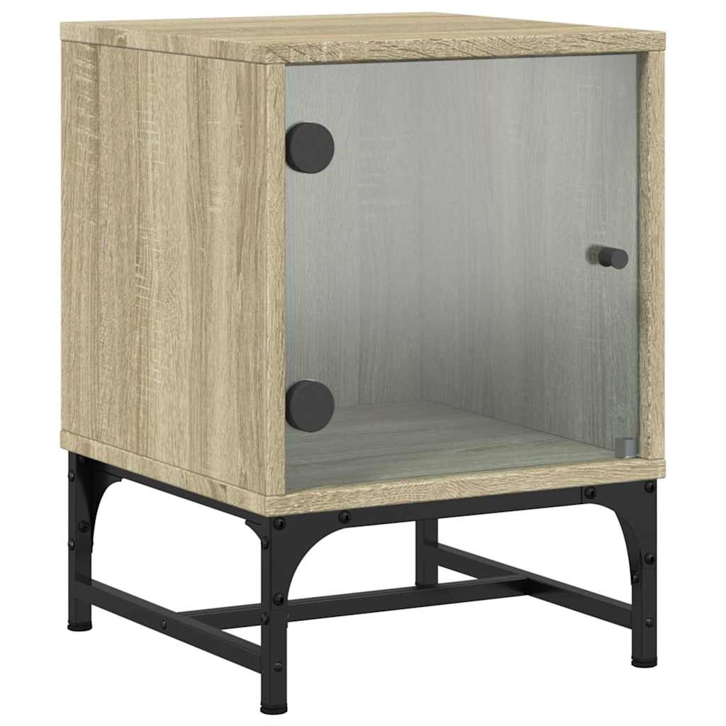 Bedside Cabinets with Glass Doors 2 pcs Sonoma Oak 35x37x50 cm