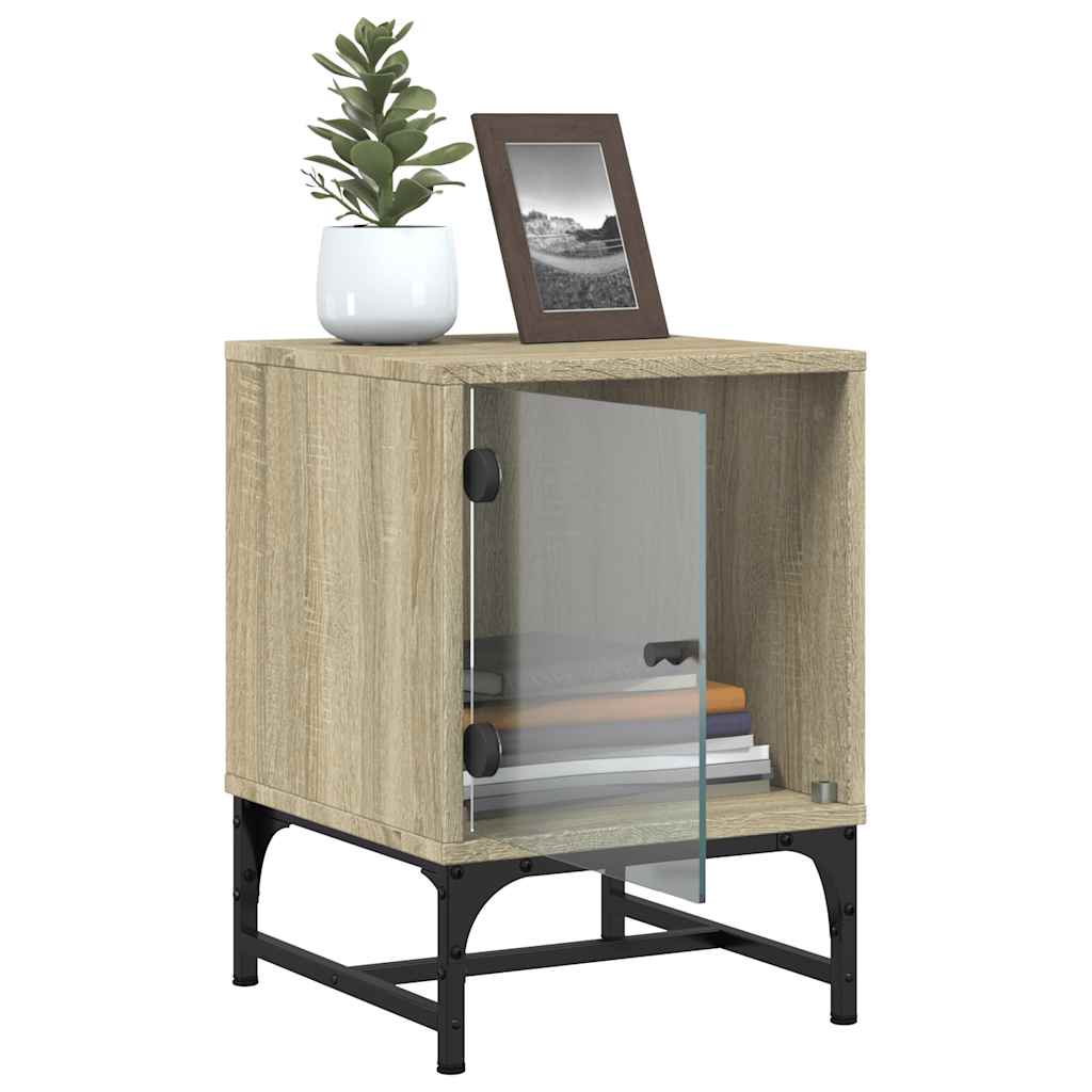 Bedside Cabinets with Glass Doors 2 pcs Sonoma Oak 35x37x50 cm