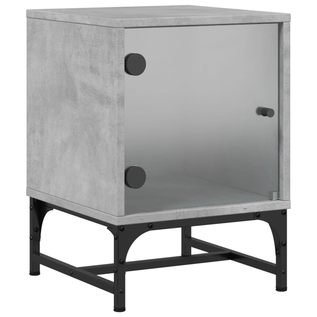 Bedside Cabinet with Glass Door Concrete Grey 35x37x50 cm
