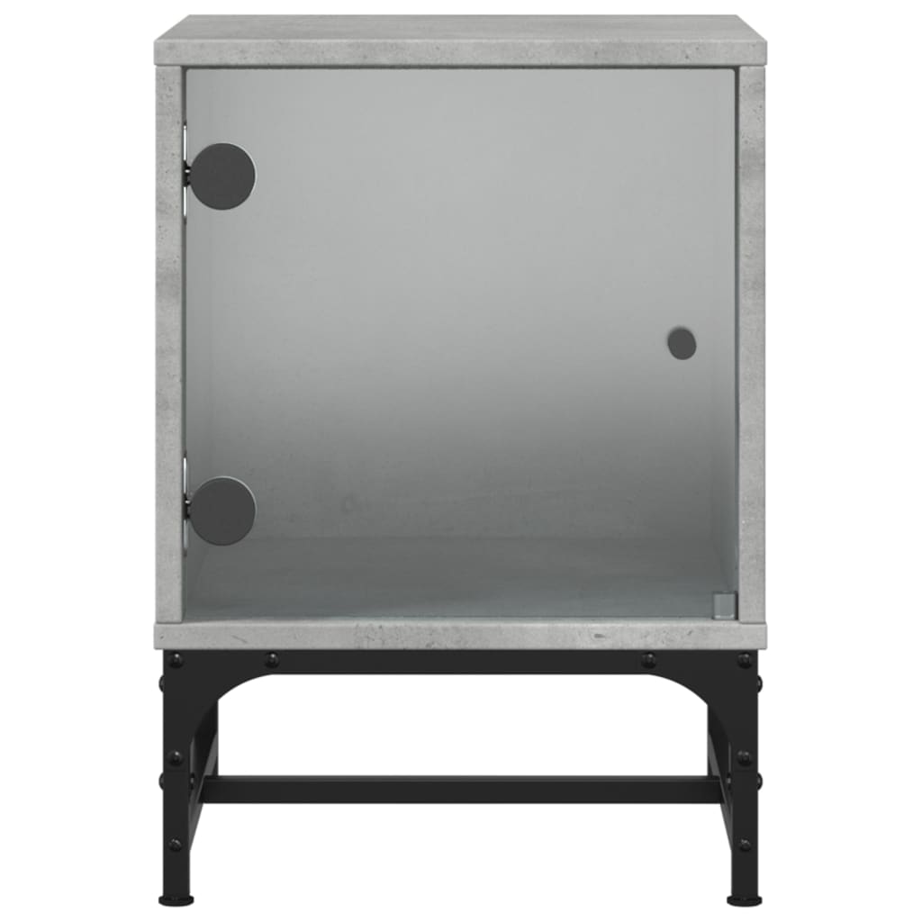 Bedside Cabinet with Glass Door Concrete Grey 35x37x50 cm