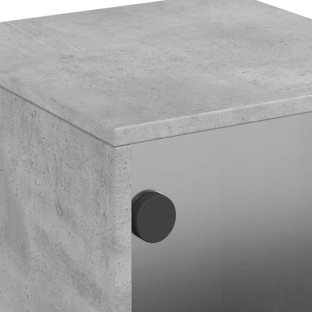 Bedside Cabinet with Glass Door Concrete Grey 35x37x50 cm