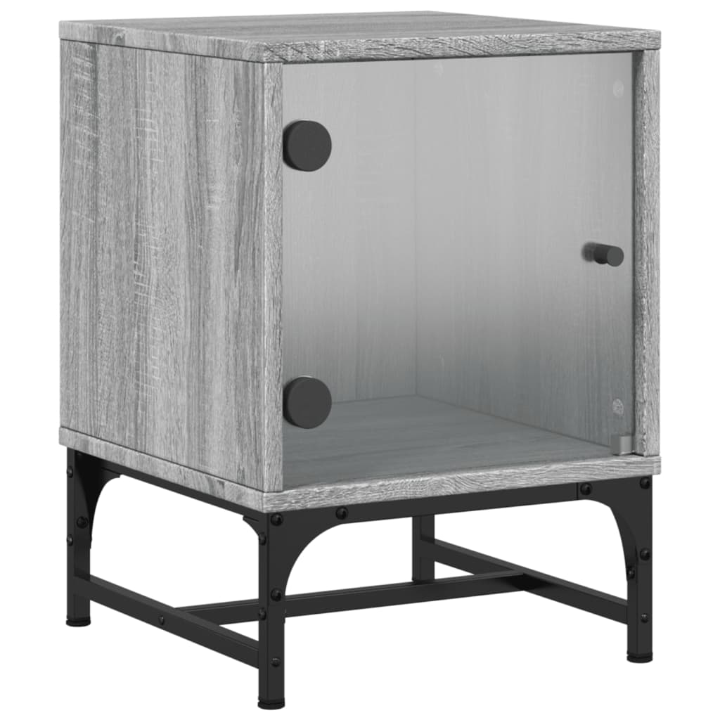 Bedside Cabinet with Glass Door Grey Sonoma 35x37x50 cm