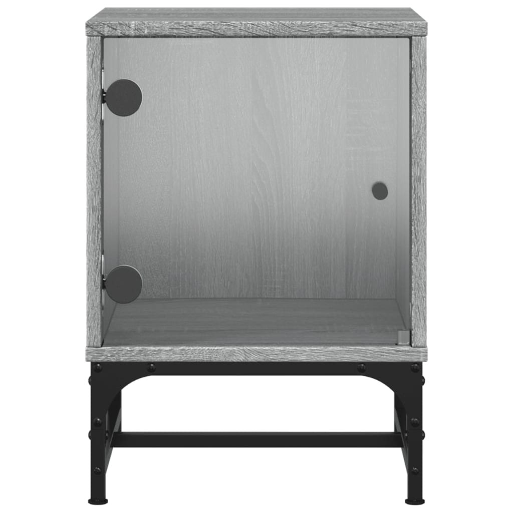 Bedside Cabinet with Glass Door Grey Sonoma 35x37x50 cm