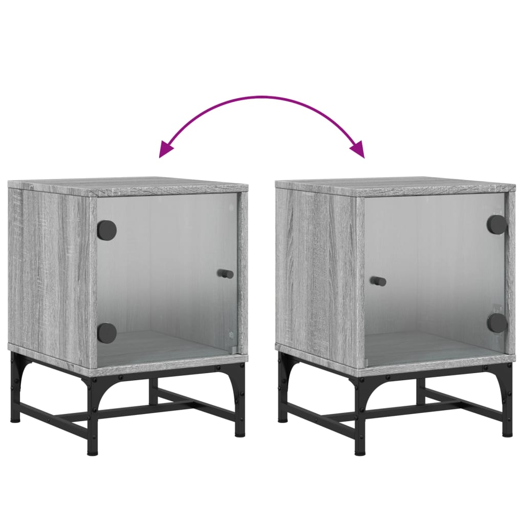 Bedside Cabinet with Glass Door Grey Sonoma 35x37x50 cm