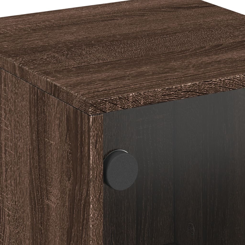 Bedside Cabinet with Glass Door Brown Oak 35x37x50 cm