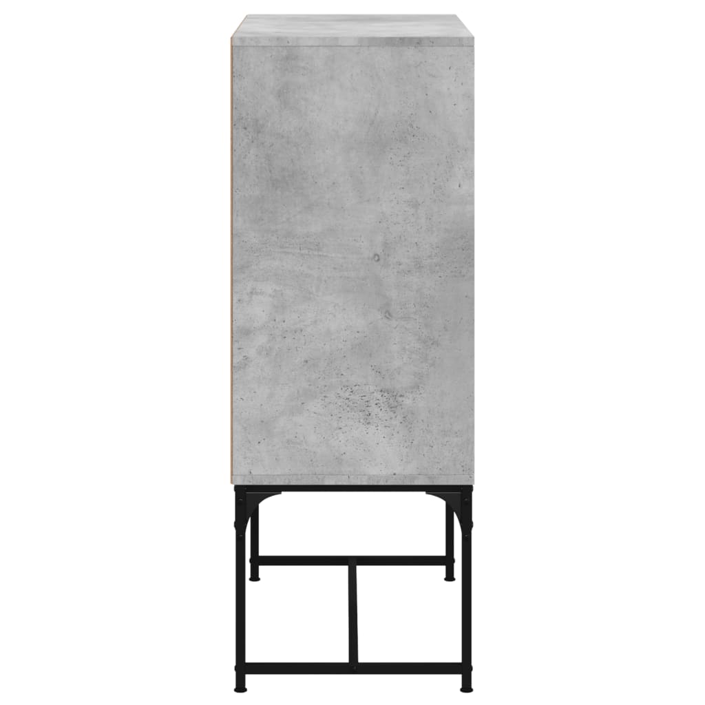 Side Cabinet with Glass Doors Concrete Grey 69x37x100 cm