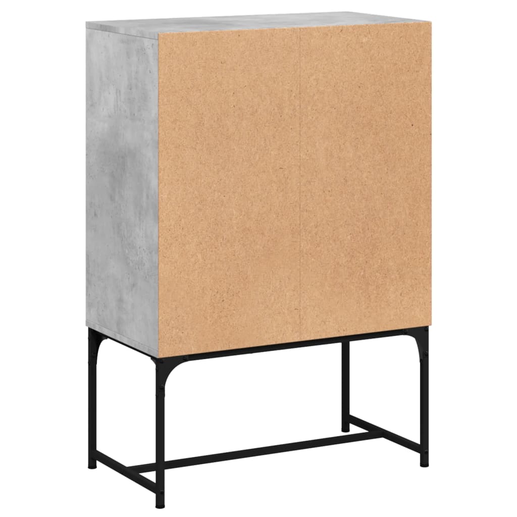 Side Cabinet with Glass Doors Concrete Grey 69x37x100 cm