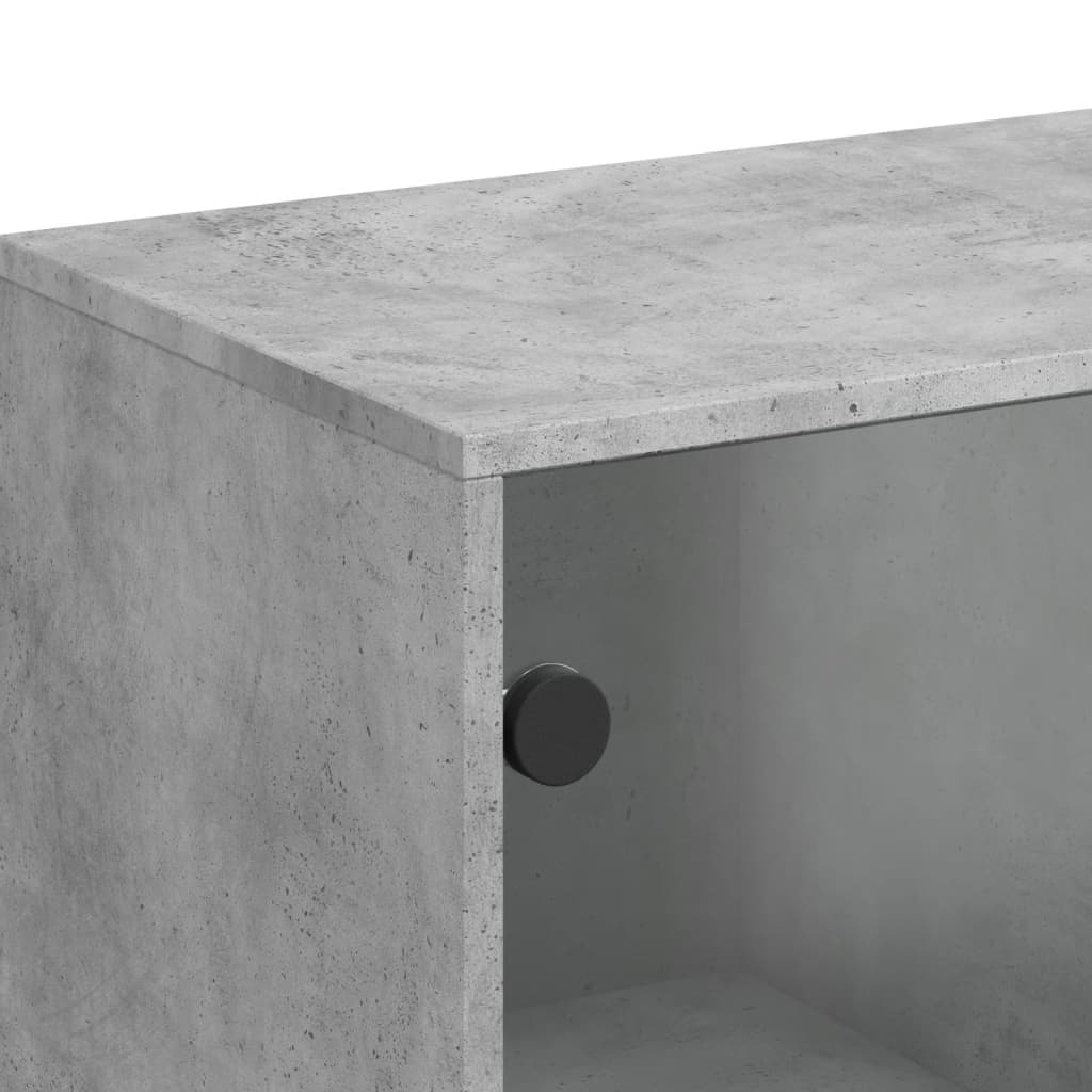 Side Cabinet with Glass Doors Concrete Grey 69x37x100 cm