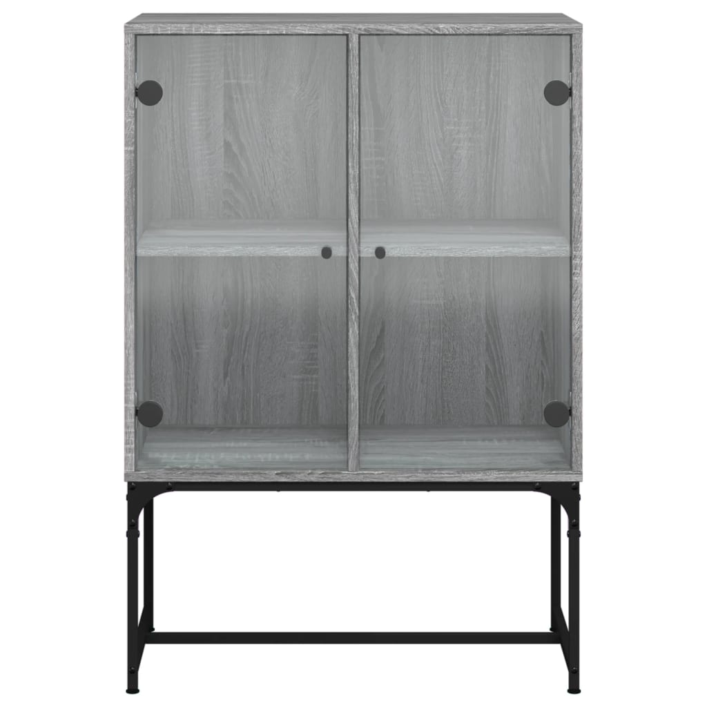 Side Cabinet with Glass Doors Grey Sonoma 69x37x100 cm
