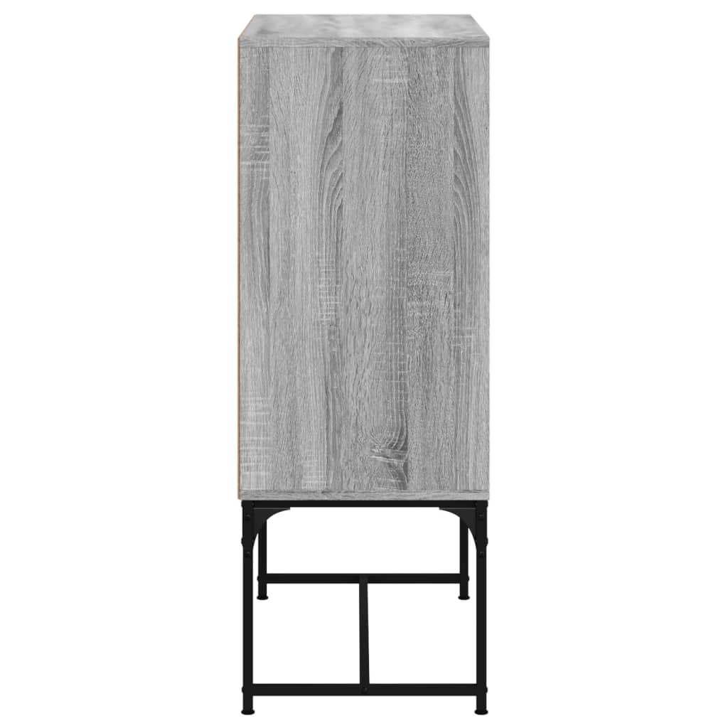 Side Cabinet with Glass Doors Grey Sonoma 69x37x100 cm