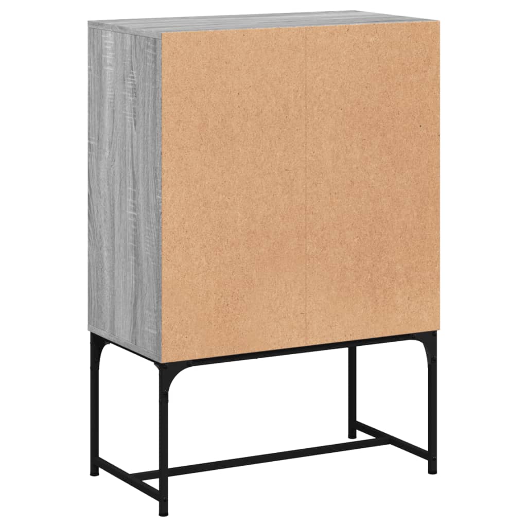 Side Cabinet with Glass Doors Grey Sonoma 69x37x100 cm