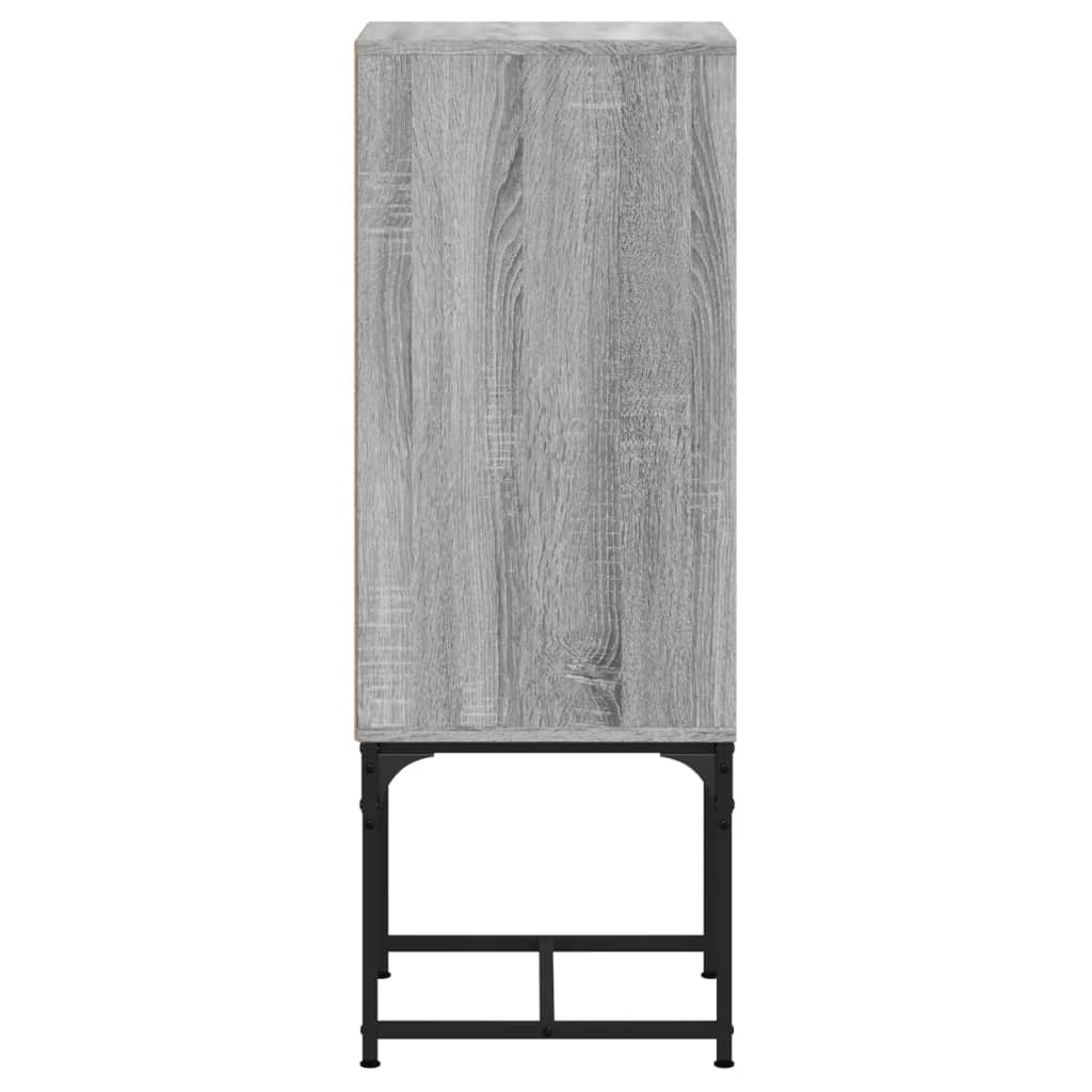Side Cabinet with Glass Doors Grey Sonoma 35x37x100 cm