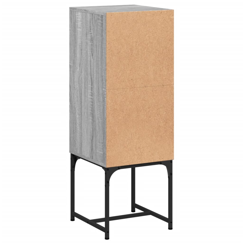 Side Cabinet with Glass Doors Grey Sonoma 35x37x100 cm