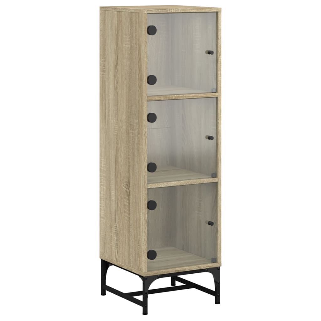 Highboard with Glass Doors Sonoma Oak 35x37x120 cm