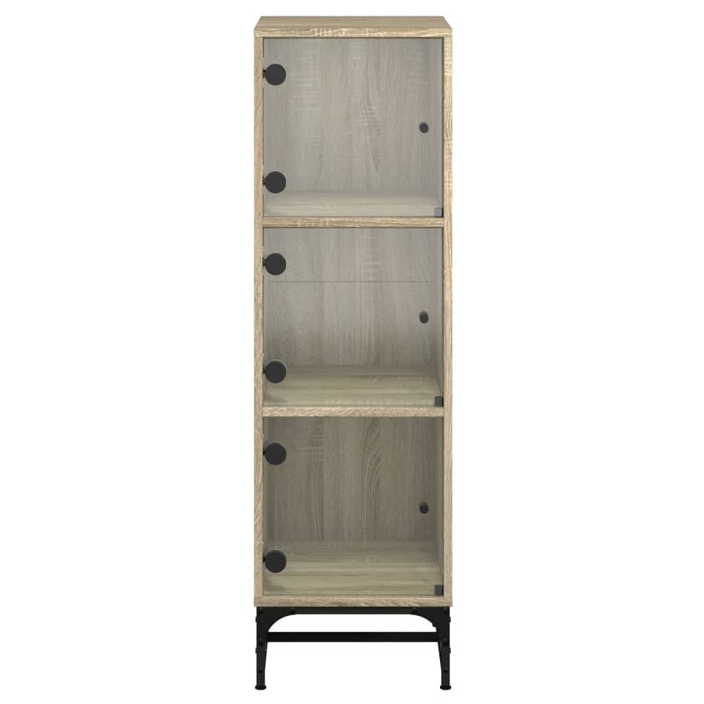 Highboard with Glass Doors Sonoma Oak 35x37x120 cm