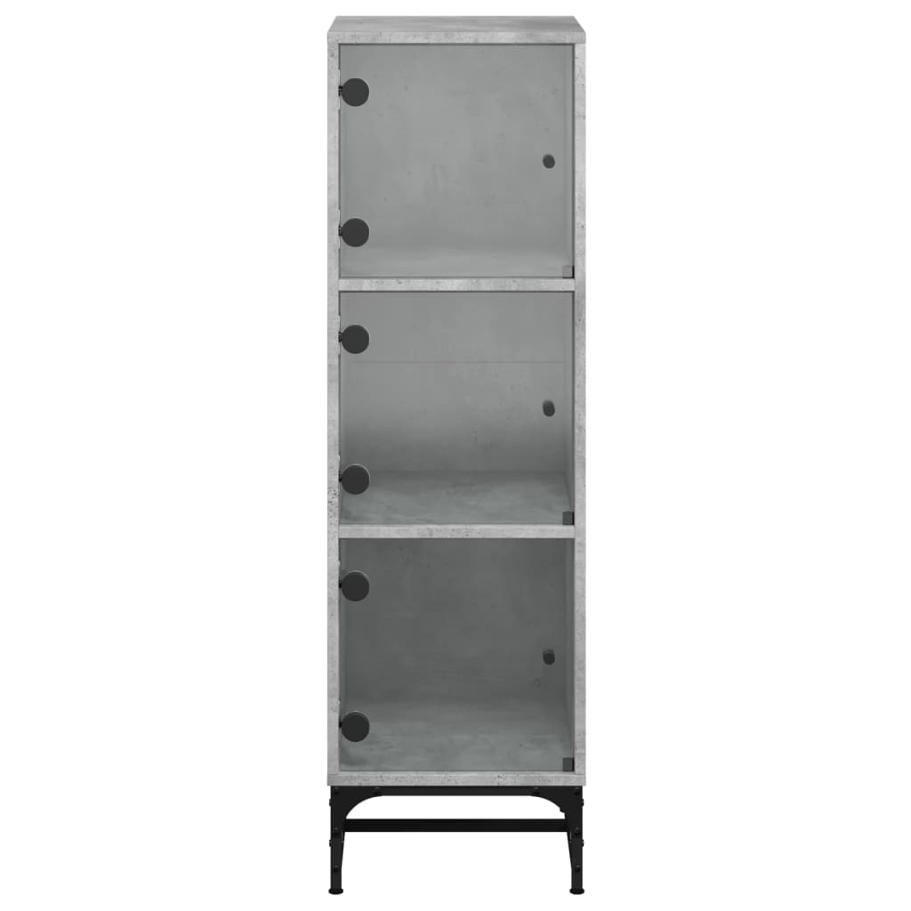 Highboard with Glass Doors Concrete Grey 35x37x120 cm