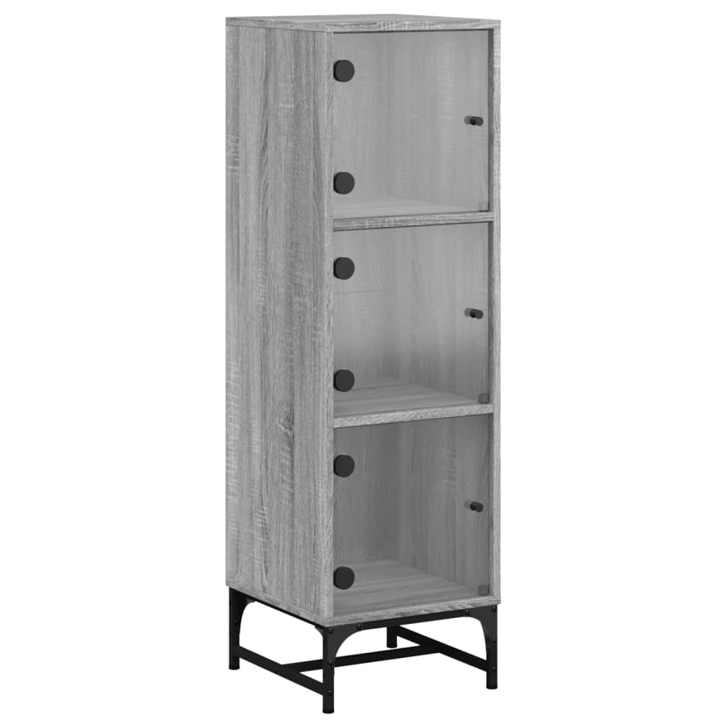 Highboard with Glass Doors Grey Sonoma 35x37x120 cm