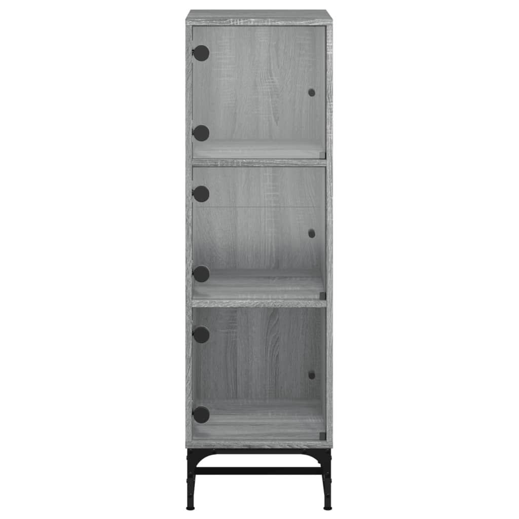 Highboard with Glass Doors Grey Sonoma 35x37x120 cm