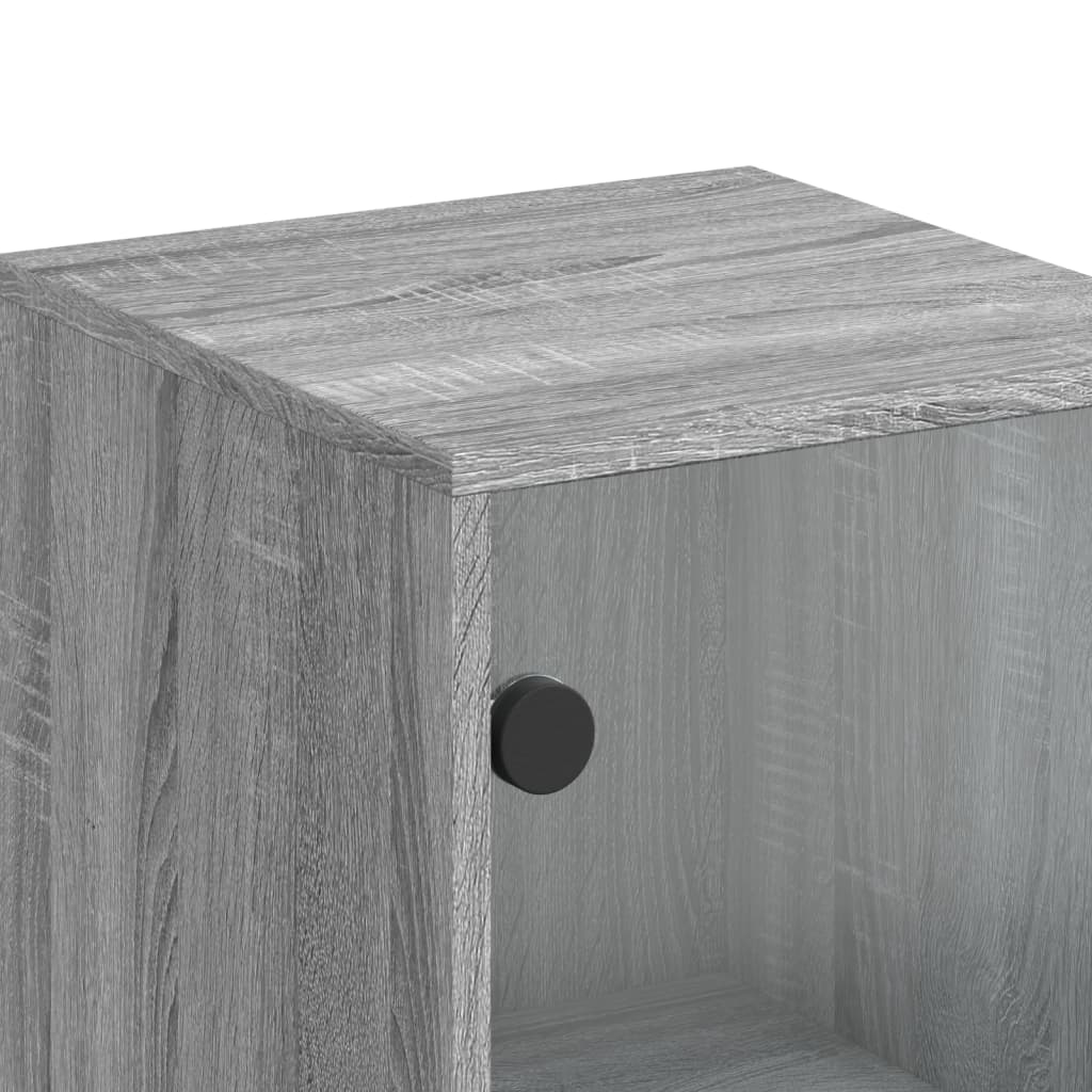 Highboard with Glass Doors Grey Sonoma 35x37x120 cm