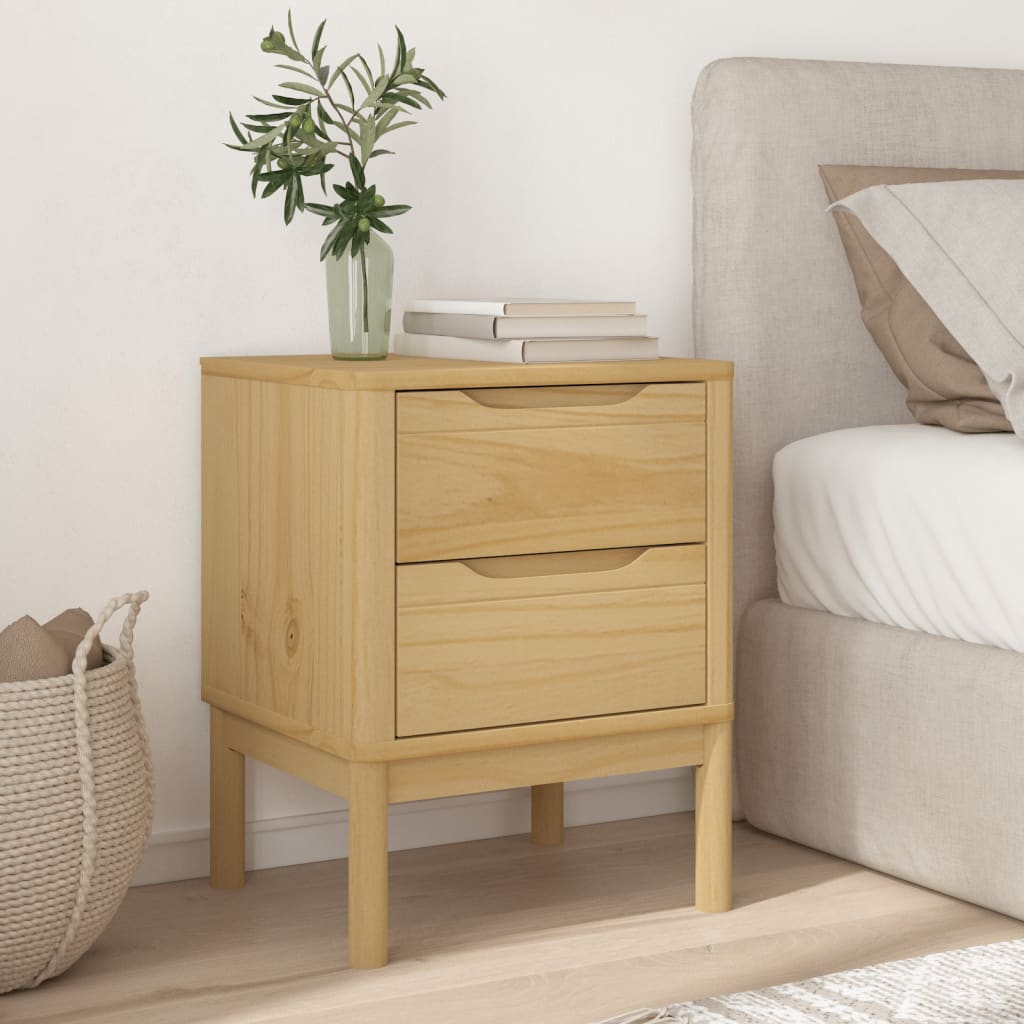 Bedside Cabinet FLORO Wax Brown 45x39x57 cm Solid Wood Pine