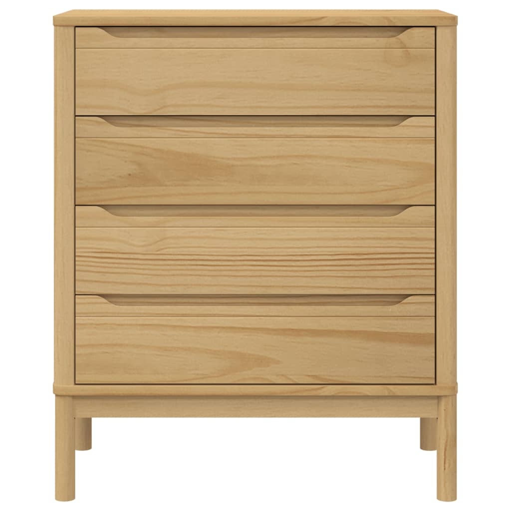 Chest of Drawers FLORO Wax Brown Solid Wood Pine