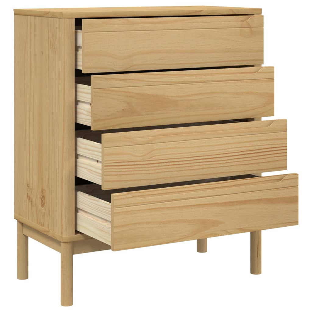Chest of Drawers FLORO Wax Brown Solid Wood Pine