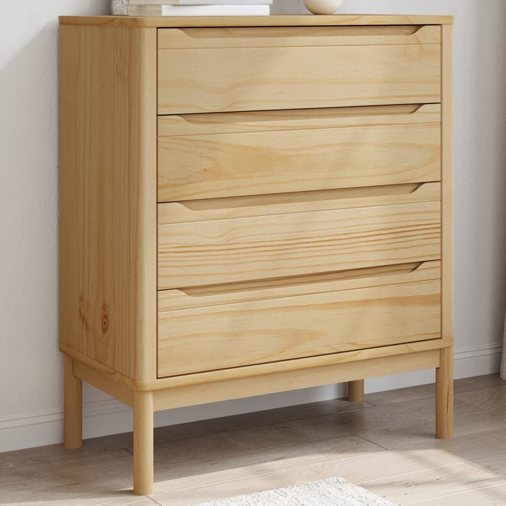 Chest of Drawers FLORO Wax Brown Solid Wood Pine