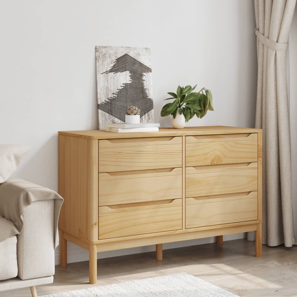 Chest of Drawers FLORO Wax Brown Solid Wood Pine