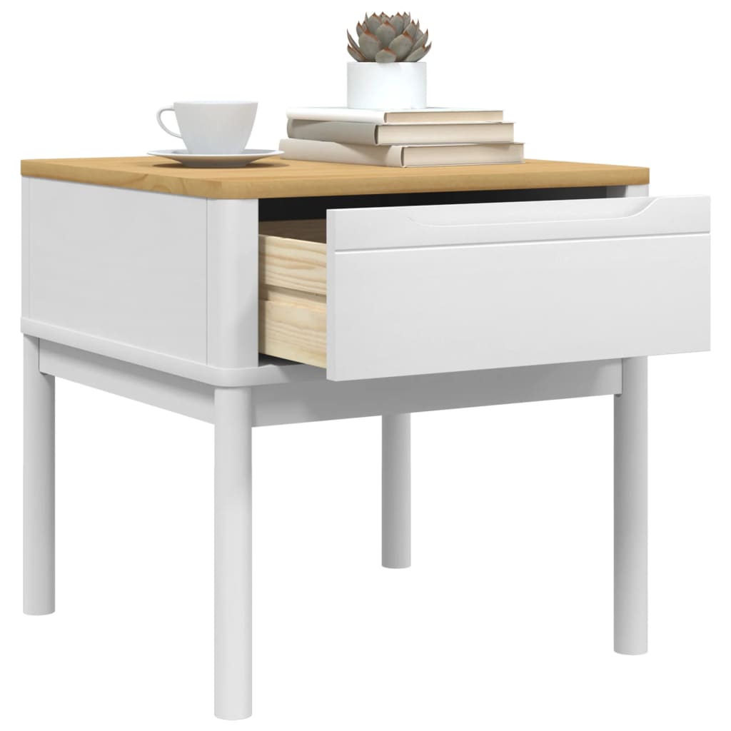 Lamp Table FLORO White 55x55x54 cm Solid Wood Pine