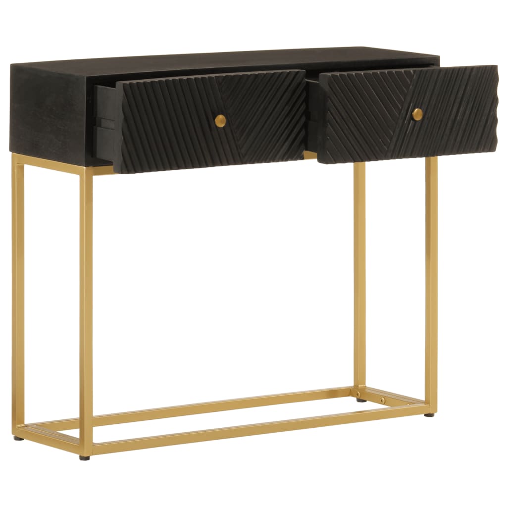 Console Table Black 90x30x76 cm Solid Wood Mango and Iron