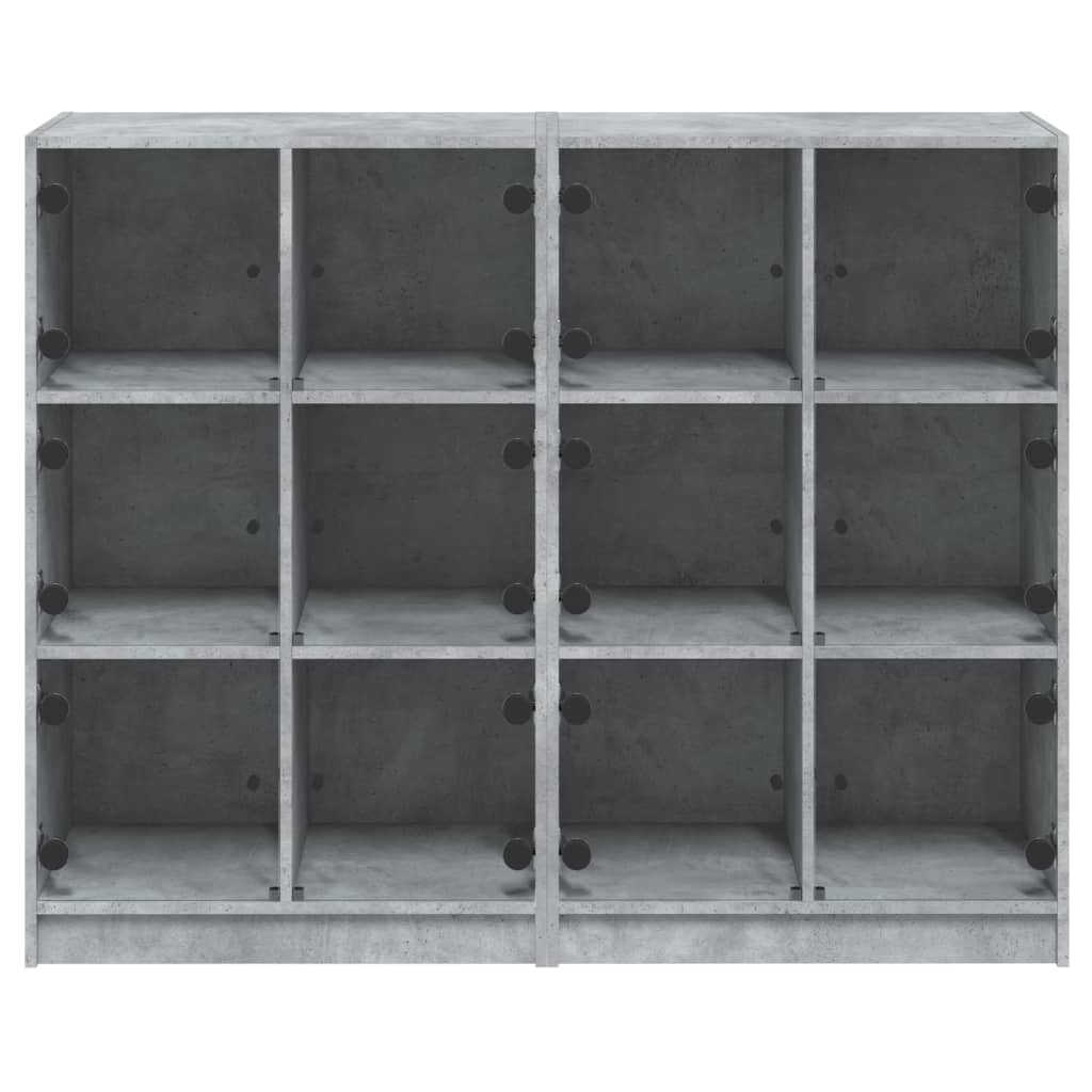 Bookcase with Doors Concrete Grey 136x37x109 cm Engineered Wood