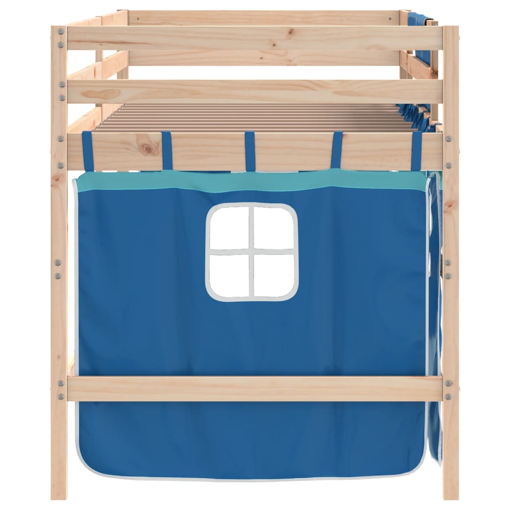 Kids' Loft Bed with Curtains without Mattress Blue 80x200cm