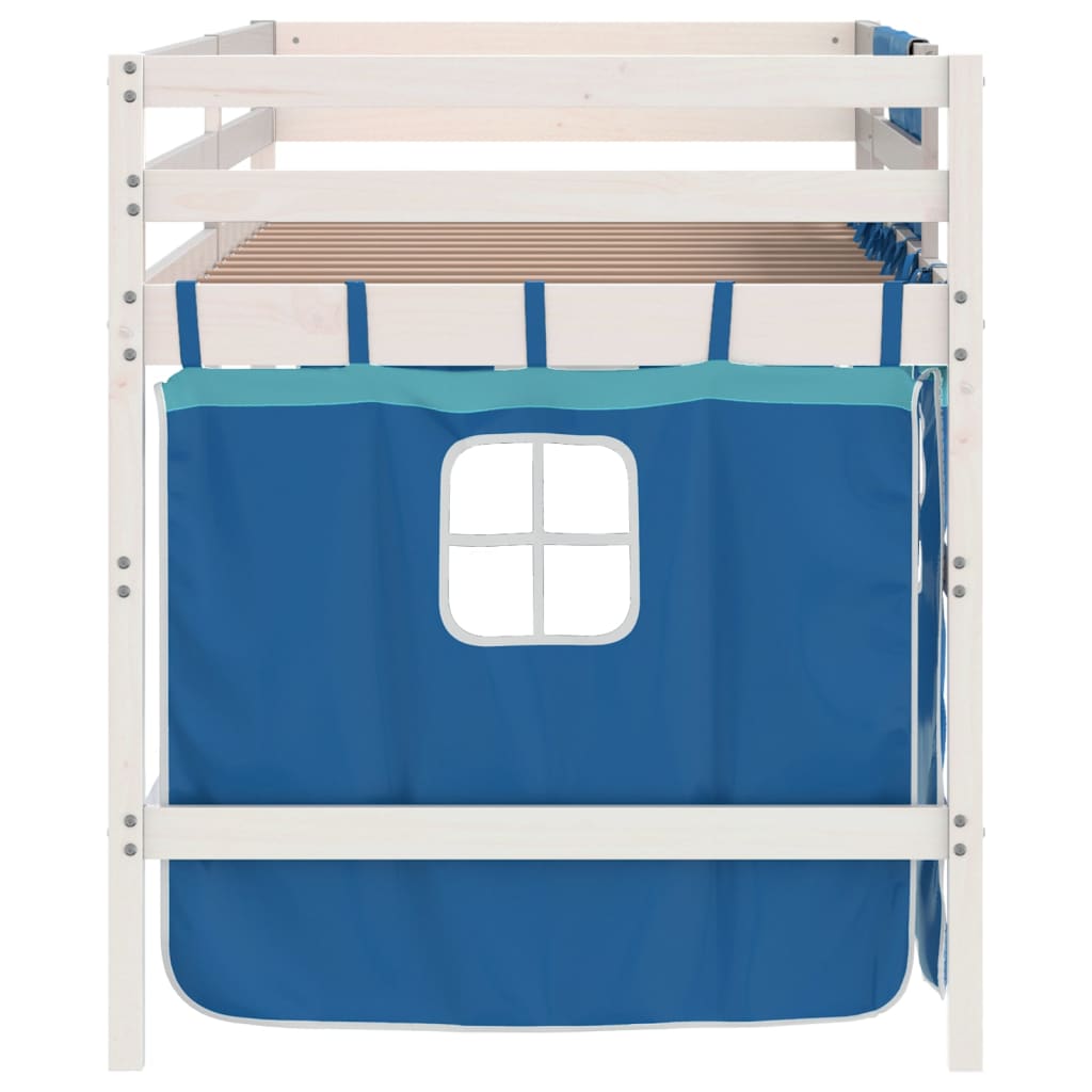 Kids' Loft Bed with Curtains without Mattress Blue 80x200cm
