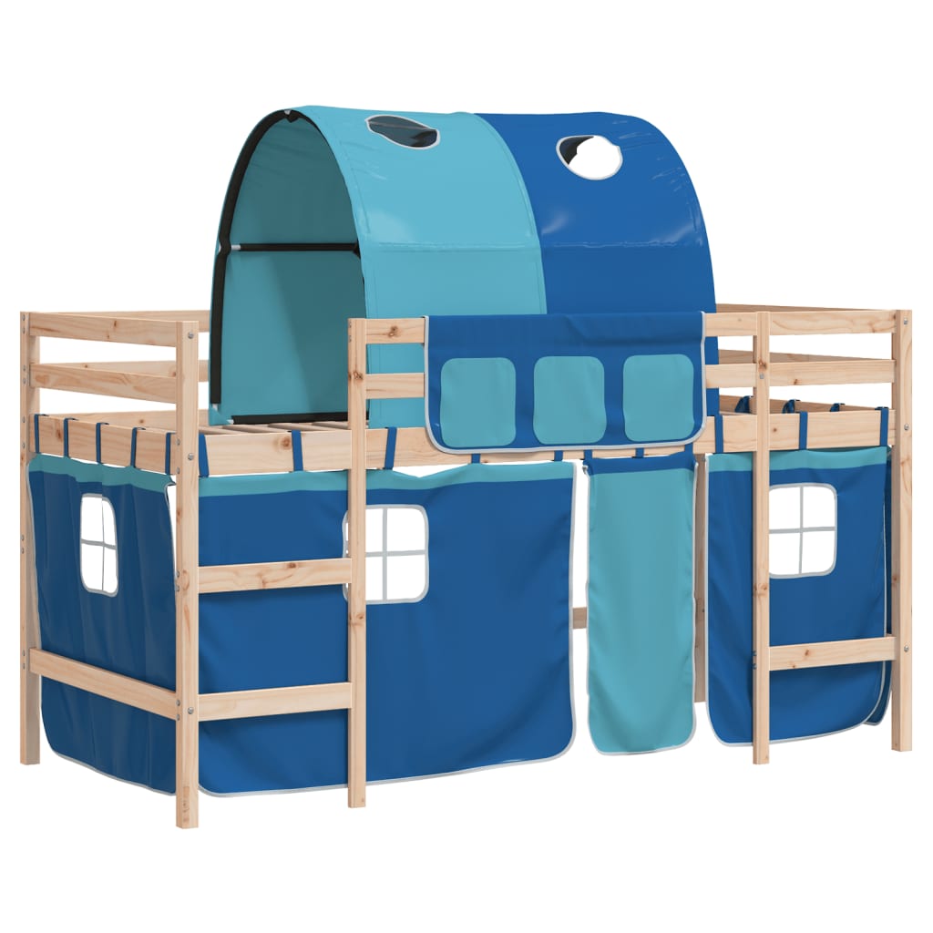 Kids' Loft Bed with Tunnel without Mattress Blue 80x200cm