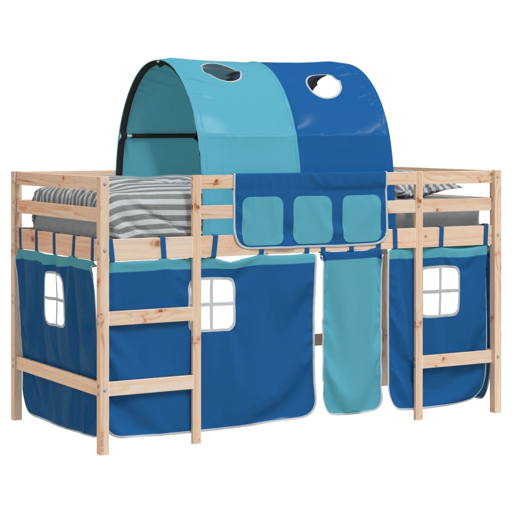 Kids' Loft Bed with Tunnel without Mattress Blue 80x200cm