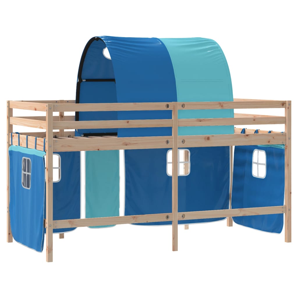 Kids' Loft Bed with Tunnel without Mattress Blue 80x200cm